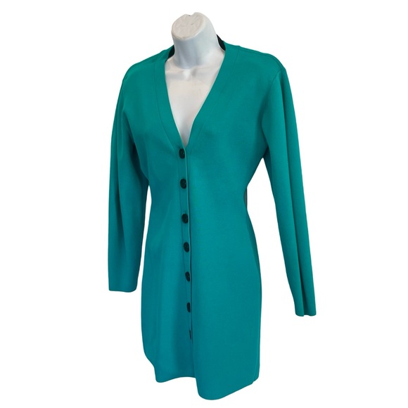 NWT A.L.C. Nate Button Down Sweater Dress Size Small Jade Green Teal - Picture 3 of 12